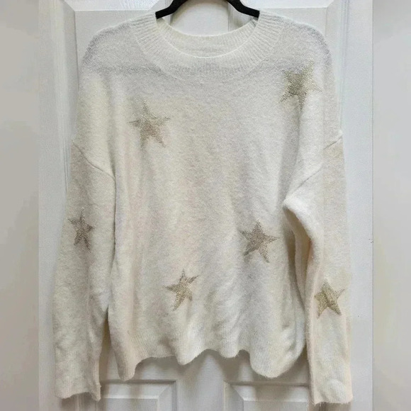 Rails Kana Star White & Gold Wool Blend Crewneck Sweater Size Medium - Picture 1 of 2